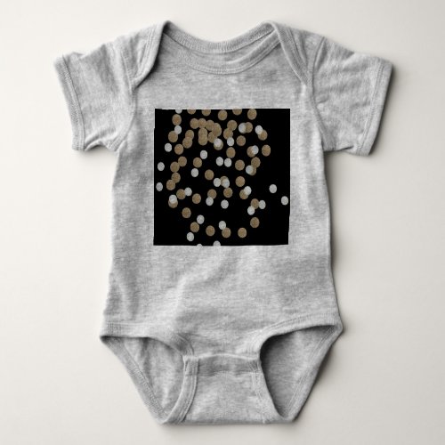 glam black and white dots champagne gold confetti baby bodysuit