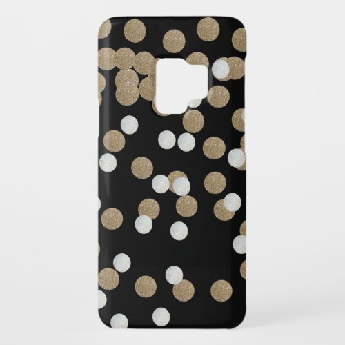 glam black and white dots champagne gold confetti Case_Mate samsung galaxy s9 case