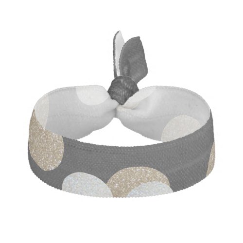glam black and white dots champagne gold confetti elastic hair tie