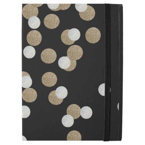 glam black and white dots champagne gold confetti iPad pro 129 case