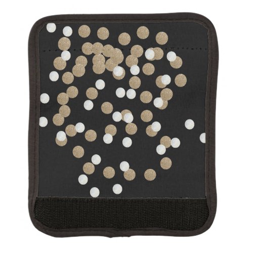 glam black and white dots champagne gold confetti luggage handle wrap