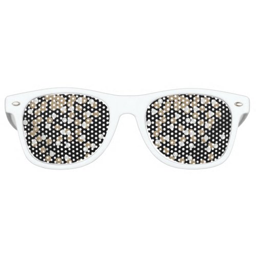 glam black and white dots champagne gold confetti retro sunglasses