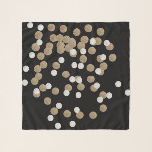 glam black and white dots champagne gold confetti scarf