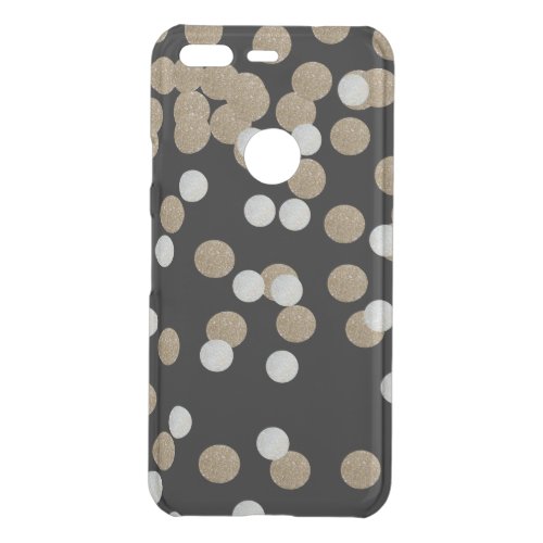 glam black and white dots champagne gold confetti uncommon google pixel case