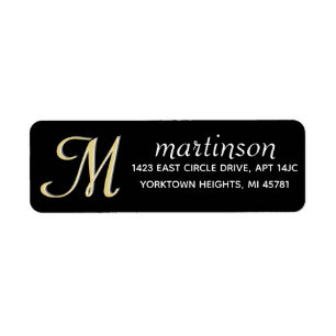 Glam Black Custom Color Monogram Label
