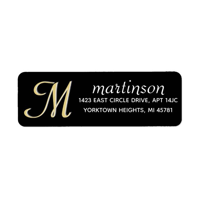 Glam Black Custom Color Monogram   Label (Front)