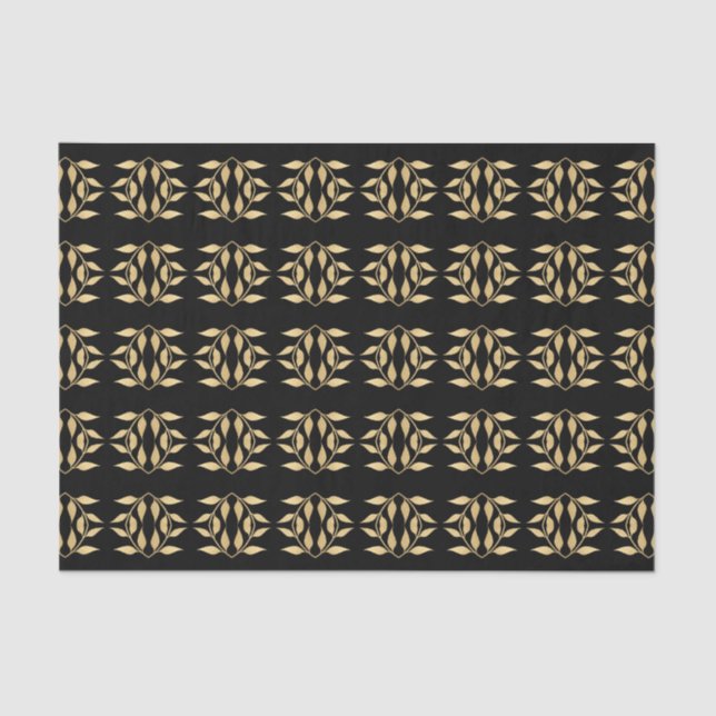 Glam Black Gold Abstract Graphic Pattern Tissue Paper (Front)