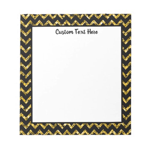 Glam Black Gold Glitter Chevron Stripe Pattern Notepad