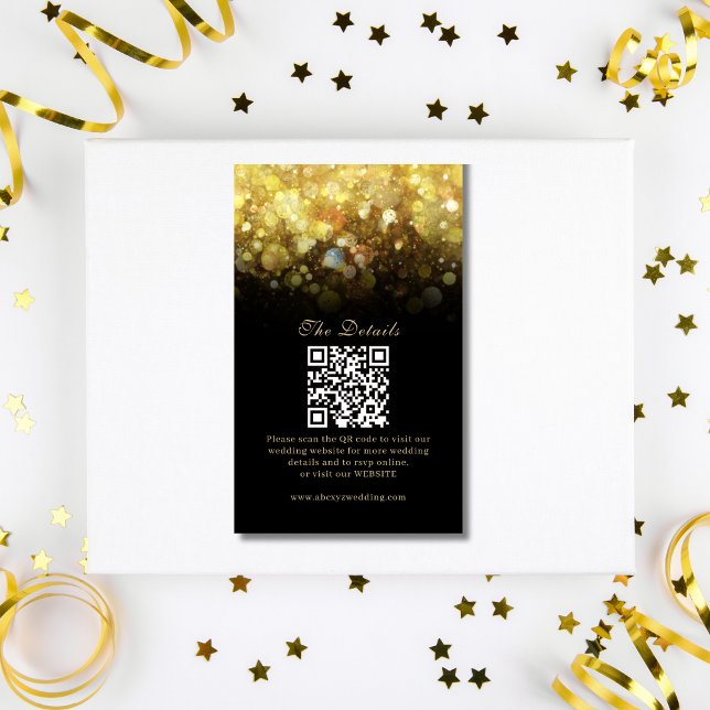 Glam Black Gold Glitter Modern Wedding  Enclosure Card ( Glam Black Gold Glitter Modern Wedding  Enclosure Card )