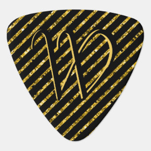 Glam Black Gold Glitter Stripe Monogrammed Custom Guitar Pick