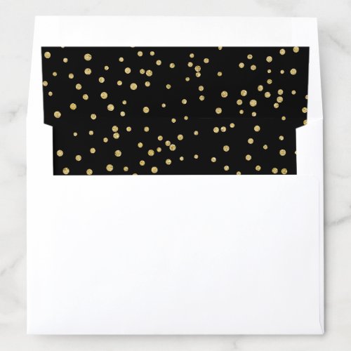 Glam Black Gold Holiday Dot Pattern Envelope Liner