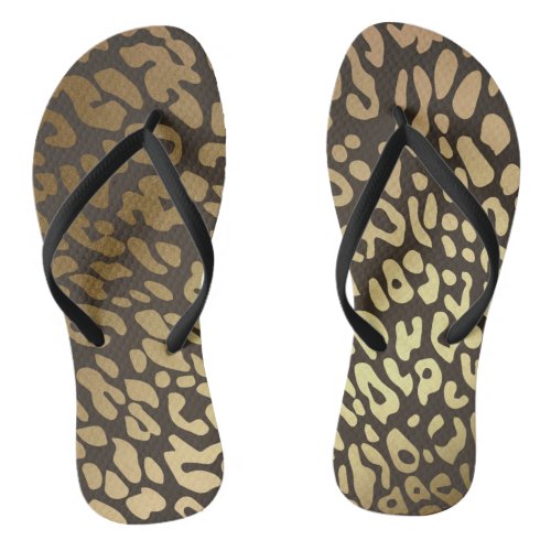 Glam Black Gold Lapart Animals Skin Flip Flops