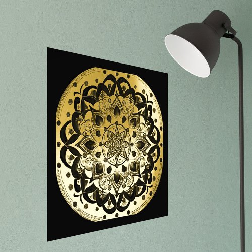 Glam Black Gold Mandala Illustration Foil Prints