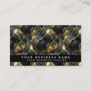 Glam  Black & Gold Marble Business Cards