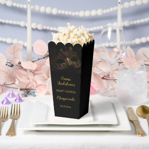 Glam Black & Gold Masquerade Birthday Party Favor Boxes