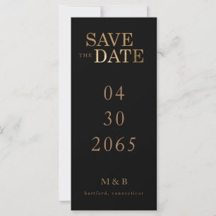 Glam Black & Gold Monogram Save the Date 