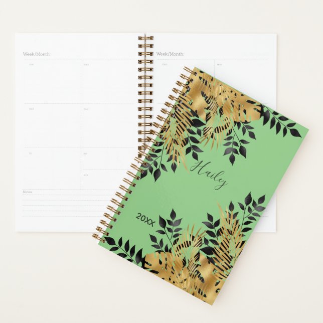 Glam Black & Gold Tropical Leaves Planner (Display)