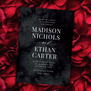 Glam Black Goth Elegant Modern Wedding Invitation