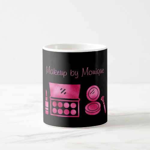 Glam Black  Hot Pink Makeup Artist Custom Coffee Mug