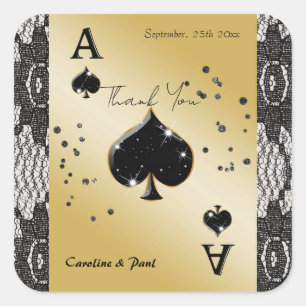 Glam Black Lace Ace of Spades Square Favor  Sticker