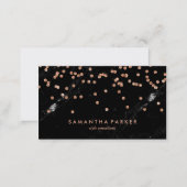 Glam Black Marble Look and Faux Rose Gold Confetti Business Card (Front/Back)