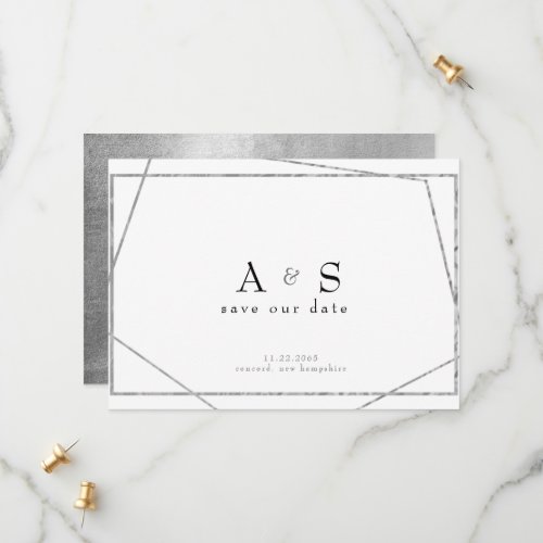 Glam Black  Metallic Silver Save the Date