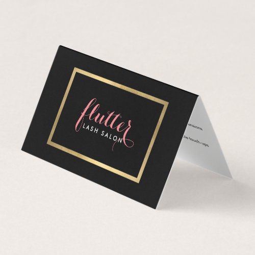 Glam Black Pink Gold Lash Salon Aftercare Business Card