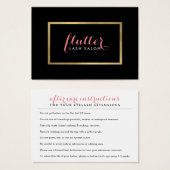 Glam Black Pink Gold Lash Salon Aftercare Card (Front & Back)