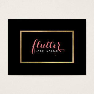 Glam Black Pink Gold Lash Salon Aftercare Card