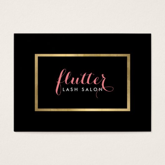 Glam Black Pink Gold Lash Salon Aftercare Card (Front)