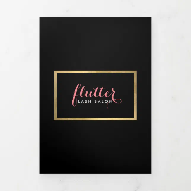 Glam Black Pink Gold Lash Salon Brochure 