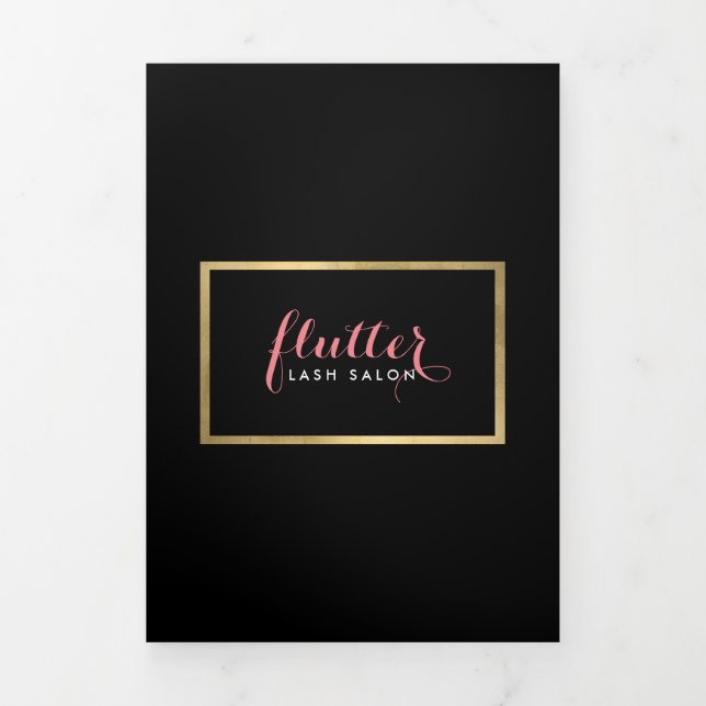 Glam Black Pink Gold Lash Salon Brochure (Cover)