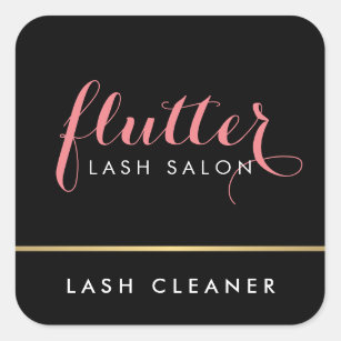 Glam Black Pink Gold Lash Salon Lash Cleaner Square Sticker