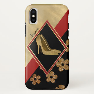 Glam Black Red and Gold iPhone X Case