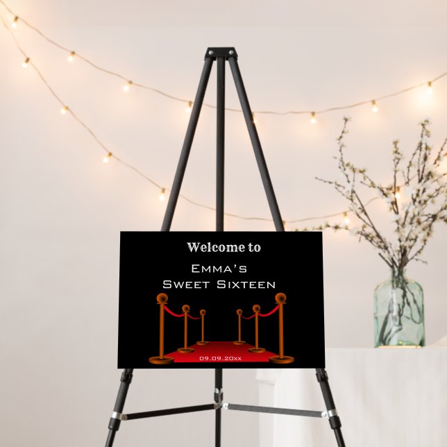 Glam Black & Red Carpet Sweet 16th Birthday Party  Foam Board (In Situ (Stand))