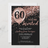 60th birthday invitations black and gold