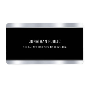 Glam Black Silver Elegant Template Modern Shipping Label