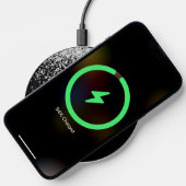 Glam Black Silver Glitter Monogram Name Wireless Charger (Phone)