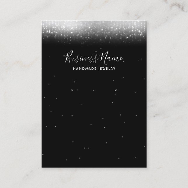 Glam Black White Earring Jewelry Display Business Card (Front)