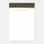 Glam Black With Faux Gold Foil Trendy Arrows Post-it Notes at Zazzle