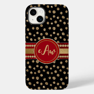 Glam Bling Glitter Polka Dots and Monogram Case-Mate iPhone 14 Plus Case
