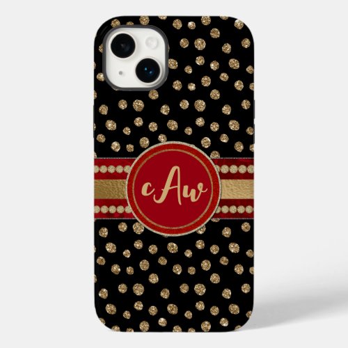 Glam Bling Glitter Polka Dots and Monogram Case_Mate iPhone 14 Plus Case