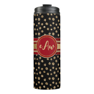 Glam Bling Glitter Polka Dots and Monogram Thermal Tumbler
