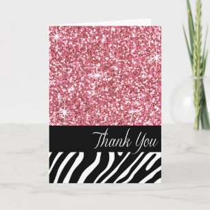 Glam Bling Glitter Zebra Thank You   pink