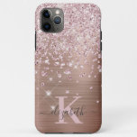 Glam Bling Rose Gold Diamond Confetti Monogrammed Iphone 11 Pro Max Case at Zazzle