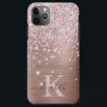 Glam Bling Rose Gold Diamond Confetti Monogrammed iPhone 11 Pro Max Case<br><div class="desc">Elegant,  Glam,  Girly Shiny faux rose gold diamond confetti iphone case. Features a faux rose gold brushed metal background,  dotted with pink rose gold and white diamonds confetti. Personalize with your name and monogram initial. Please note: this design is a printed photo effect with no real glitter and jewel.</div>