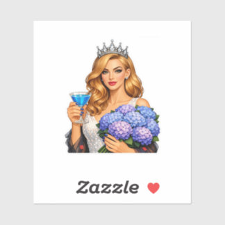 Glam Blonde Queen Blue Hydrangea & Cocktail Sticke Sticker
