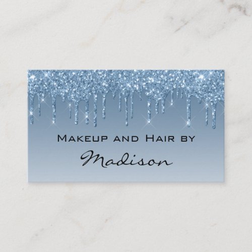 Glam Blue Dripping Glitter Drips Makeup Artist Business Card