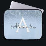 Glam Blue Glitter and Sparkle Chic Monogrammed Laptop Sleeve<br><div class="desc">Baby Blue Ombre Faux Glitter and Sparkle Modern and Elegant Monogram Case. This case can be customized to include your initial and first name.</div>