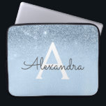 Glam Blue Glitter and Sparkle Chic Monogrammed Laptop Sleeve<br><div class="desc">Baby Blue Ombre Faux Glitter and Sparkle Modern and Elegant Monogram Case. This case can be customized to include your initial and first name.</div>